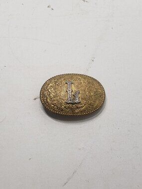 Vintage Crumrine Western Belt Buckle Letter L Jewlers Bronze Reno Gold